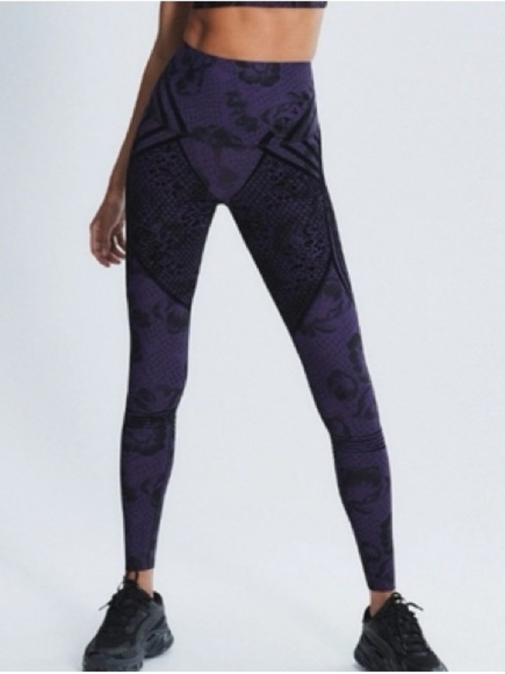 Savage X Fenty Sport Special FX High Waist Leggings Purple Black Floral Athletic